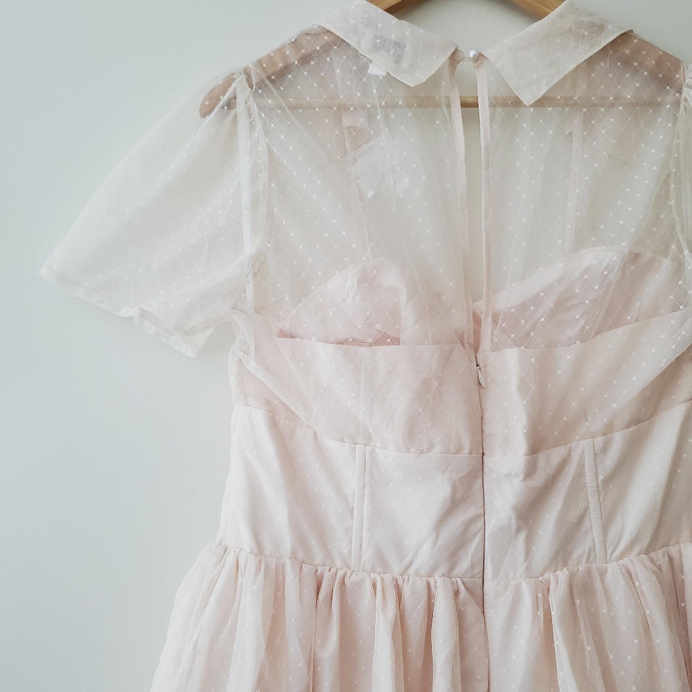 Unique Vintage Swiss Dot Tulle Sweetheart Retro Swing Dress - Picture 13 of 16